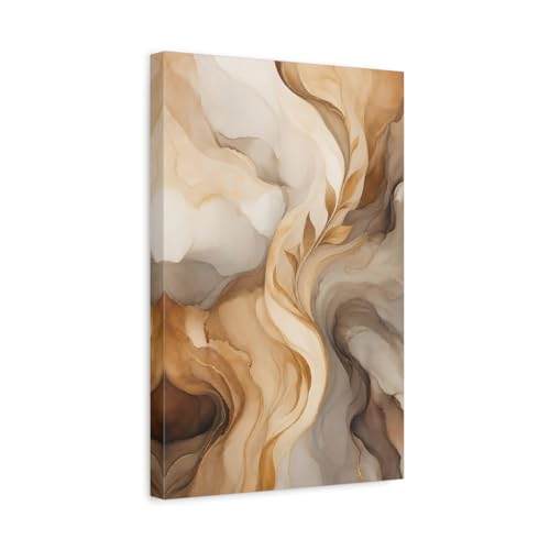Tableau feuille dorée et marron 30x45cm décoration murale