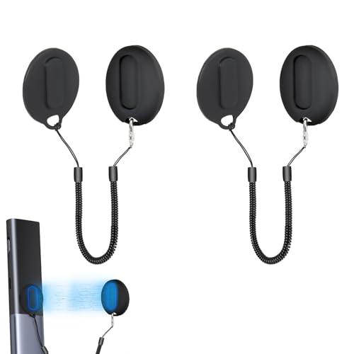 2 Pack Remote Control Holder with 47 inch Extendable Spring Ropes, Wall Mount No Drill Strong Self-Adhesive, Safely Secure Remotes & Small Items,Anti-Loss,Remote Control Organizer Storage Caddy, Black