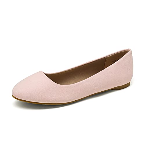 DREAM PAIRS Women's Sole-Simple Wide Width Flats, Ballerina Walking Flats, Comfortable Slip on Shoes 8.5 Pink