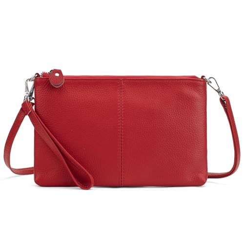 Image of befen Genuine Leather Wristlet Clutch Wallet Purses Small Crossbody Bags for Women with RFID Blocking Card Slots