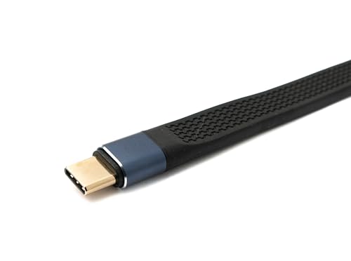 System-S USB4 10 cm kabel typ C wtyczka wtyczka kątowa płaska 40 Gbit/s 240 W USB 4.0 kabel adapter