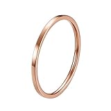 INRENG Women's Stainless Steel 1MM Thin Plain Midi Stacking Ring Band Comfort Fit Rose Size 10