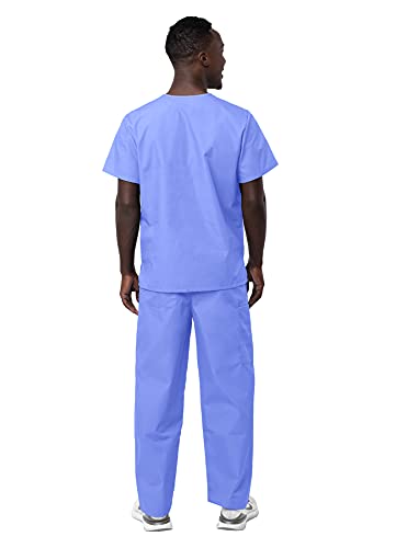 Sivvan Unisex Scrubs - Classic V-Neck Top & Drawstring Pants Scrub Set - S8400 - Ceil Blue - M #TOP1