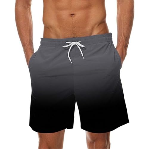 Men's Beach Shorts Fashion Gradient Printed Swim Trunks Elastic Waist Loose Comfy Plus Size Short Sweatpant