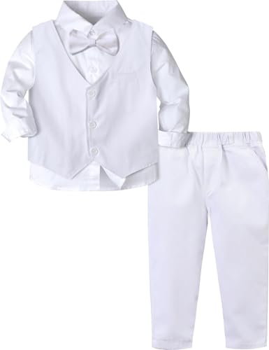 Image of A&J DESIGN 4pcs Baby & Toddler Suit, 12 Months - 5T, Shirt & Pants & Vest & Bow Tie