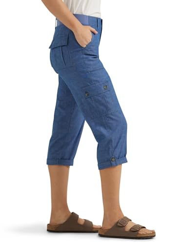 Lee Women's Ultra Lux Comfort with Flex-to-Go Cargo Capri Pant Chambray 6 - image 2
