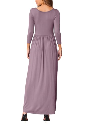 Image of EUOVMY Women's Long Sleeve Loose Maxi Dresses Casual Long Dresses with Pockets