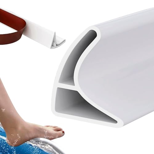Image of Hukimoyo 5M Water Stopper for Kitchen Slab Bathroom with Glue Water Dam Barrier Strip Silicone Kitchen Sink Water Splash Guard Self-Adhesive Water Blocking Shower Bathroom Dry and Wet Area Separator