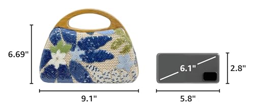 Image of UMREN Straw Clutch Handbags Women Beach Crossbody Hand-woven Summer Purse Wallet Top handle Evening Bag for Wedding Party