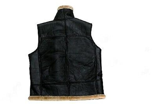 Men’s Aviator RAF B3 Real Shearling Bomber Black Color Flying Vest2