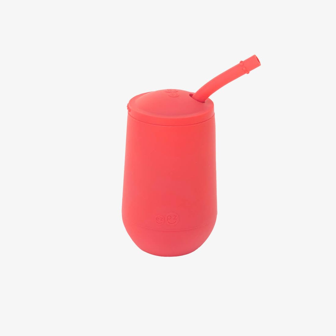 ezpz Happy Cup + Straw System (Coral) - 24 months+ - 100% Silicone Cup + Straw for Older Toddler + Preschoolers - Designed by a Pediatric Feeding Specialist