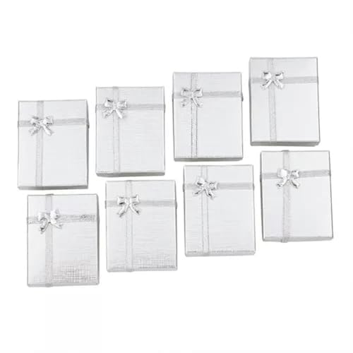 12 Cajas de cartón para Regalo de joyería, Collares, Anillos y Anillos con Lazos, 9 x 7 x 3 cm, Color Plateado 12 Cajas de cartón para Regalo de joyería, Collares, Anillos y Anillos con Lazos, 9 x 7 x 3 cm, Color Plateado