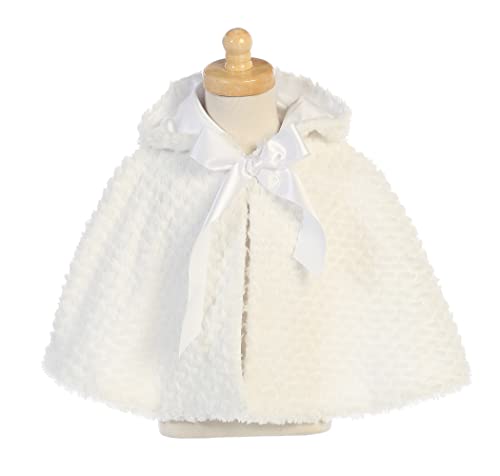 White Faux Fur Sweaters For Girls Cardigan Dress Toddler Cloak Big Hood Hooded Kids Shrug Size Flower Girl Fur Cape Size 10 #TOP1