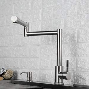 Aquieen Pull Out Kitchen Sink Mixer with Connecting Hoses (Kitchen Mixer Swel), Silver