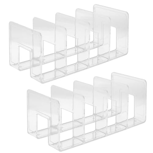 Support de livres en plastique : serre-livres fonctionnel et organiseur stable 4 compartiments