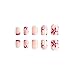 24 Pcs Cute Flower Press on Nails Pink French Tip False Nails Short Square Fake Nails with Flower Designs Oval Nail Tips Spring Reusable Stick on Nail Full Cover Glue on Nail for Women