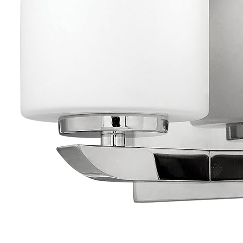 Image of Hinkley Kyra Small One Light Bathroom Vanity Fixture, Install Up /Down, Etched Opal Shade, Polished Nickel
