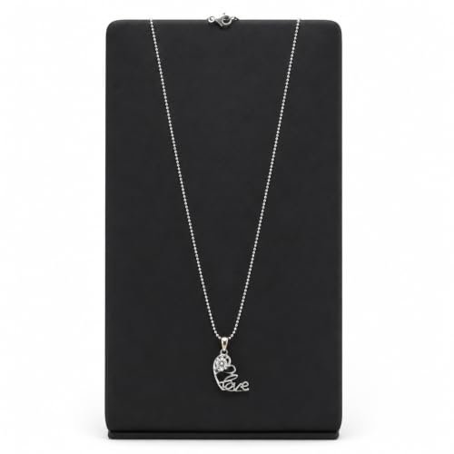 Image of Silver-Tone Love Heart Pendant Necklace with Crystal Stones for Festive Gifting | Bhabhi | Sister | Rakhi Gift