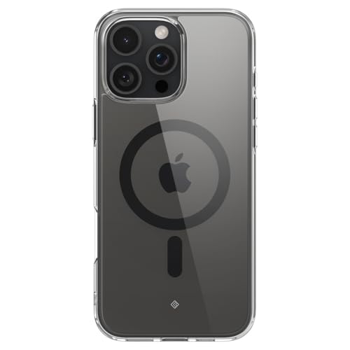 Image of CASEOLOGY by Spigen Capella Mag for iPhone 16 Pro Case [Ultra Clear] Magnetic Military Grade Drop Protection Side Grip Patterns Back Cover Case for iPhone 16 Pro (TPU and PC | Clear Charcoal)
