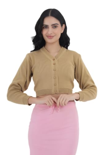 Image of Women Winter Wear V-Neck Full Sleeves Regular Fit Woollen Blouse