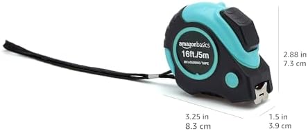 Amazon Basics Tape Measure - 4.88 Meters, Turquoise - 5