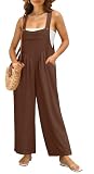 IWOLLENCE Dungarees for Women UK Summer Jumpsuits Playsuit Overalls Pregnancy Maternity Loose Casual Holiday Wear with Side Pockets Adjustable Straps (Brown, M)