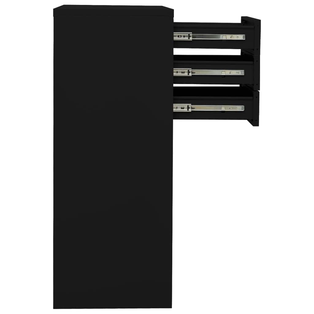 Armoires, buffets, armoires avec portes et étagères, armoire de bureau noire 90 x 40 x 102 cm en acier