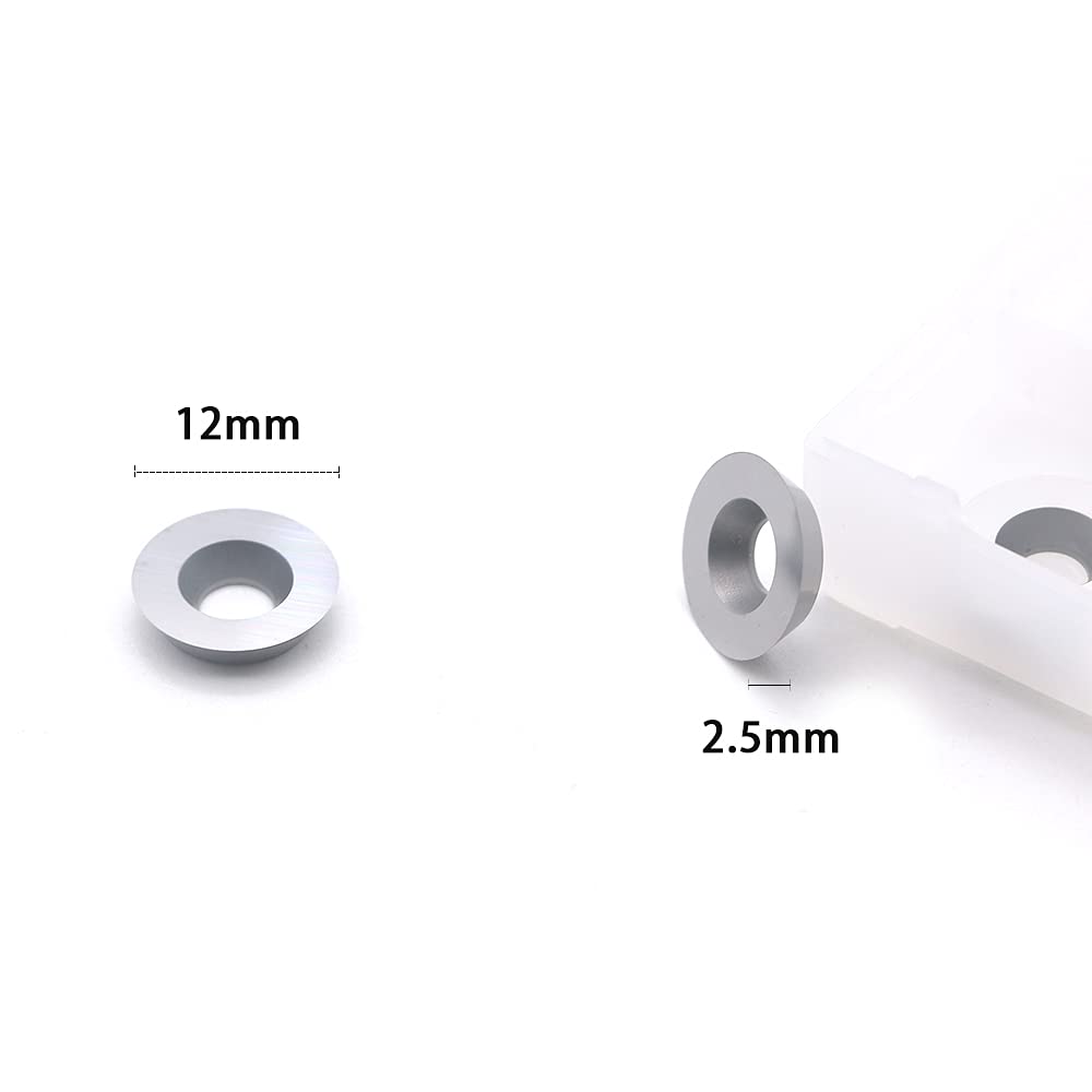 12mm(1/2 inch) Round Carbide Inserts for Woodturning, R12x2.5mm Indexable Carbide Cutter fits for DIY Woodworking Lathe Wood Turning Finisher Hollower Tools, Ci3, 3pcs