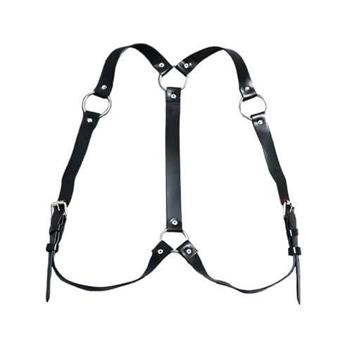 Image of Mens Body Chest Belt Harness PU Leather Supporters Adjustable Shoulder Strap Sexy Party Cosplay Costume