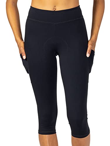 Terry Wayfarer Bike Capri, Women's Moderate Compression Padded Cycling Bottom, 20 Inch Inseam - Onyx, Large #TOP2