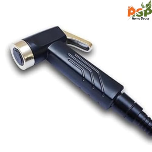 Image of ABS Plastic Handheld Health Faucet - Hygienic Bidet Jet Spray Gun for Toilet Cleaning and Personal Hygiene- Pack of 2 (Matte Black-Gold Brushed Finish)