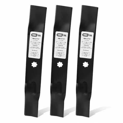 QWD GY20852 Mower Blades 3 Pack for John Deere 48 Inch Deck 7 Point Star High Lift Blades Replacement for AM137757 AM141035 GX21784 GX21785 Fits D140 D150 D160 LA130 LA140 LA145 E140