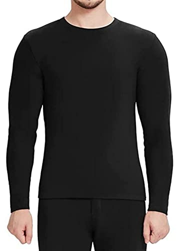 Image of Winter Wear Cotton Plain Black Full Long Sleeve Round Neck T Shirt Sweater for Men