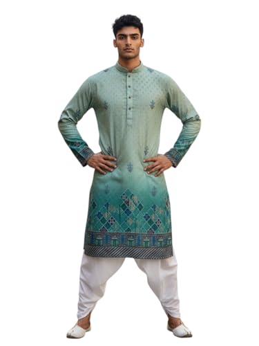 Image of Trustous Men's Printed Kurta Dhoti Set Traditional Ethnic Wear for Festivals & Weddings | Men's Stylish Printed Kurta with Dhoti Set | Traditional Indian Ethnic Wear for Men