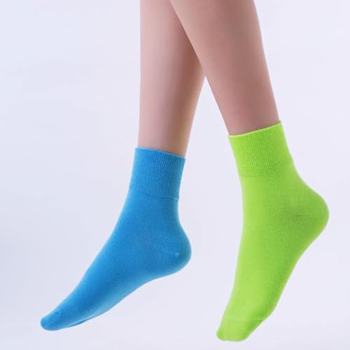 Image of HUGSWEET Cotton Soft Comfy Crew Ankle above Socks for Women Gift 5-10 Pairs | Colorful Casual Cute Funny Smiley Face Quarter Mini Crew Thin Socks, Elastic Lightweight Gifts for Women