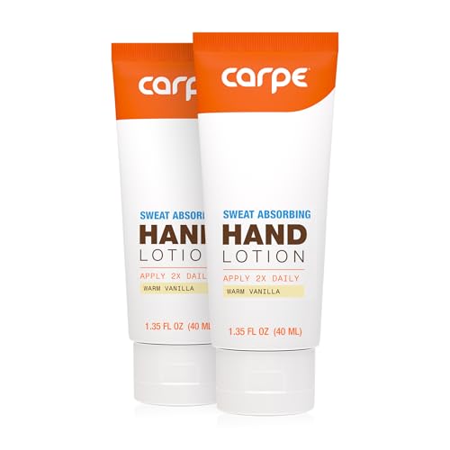 Image of Carpe Sweat Absorbing Hand Lotion (Pack of 2) A dermatologist-recommended smooth lotion that helps stop hand sweat, great for hyperhidrosis or excessive sweat (Warm Vanilla)