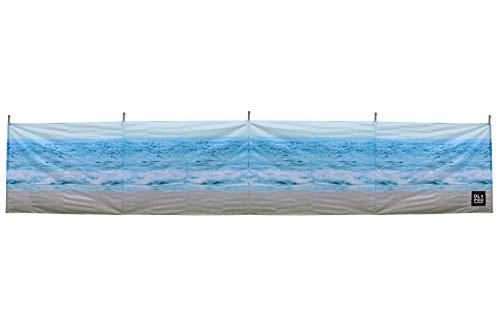 OLPRO Wooden Pole Camping Windbreak – Patterned Outdoor Wind Break for Beach, Caravan, Motorhome & Garden – Heavy Duty Privacy Screen with Strong Windbreaker Poles