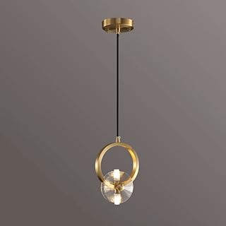 LED, Postmodern Pendant Lamp Creative All Copper + K9 Crystal Hanging Lighting Single Head Design Ceiling Light Height Adjustable Suspension Wire Lights for Bedroom Model Room