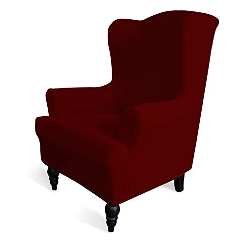 Image of Easy-Going Stretch Wingback Chair Sofa Slipcover Wine
