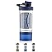 Bottiglie Shaker 500 ml - Borraccia per Proteine - senza BPA con Compartimento - con Setaccio e Scala - Fitness Gym Palestra Sportivo (500ml, Blue)