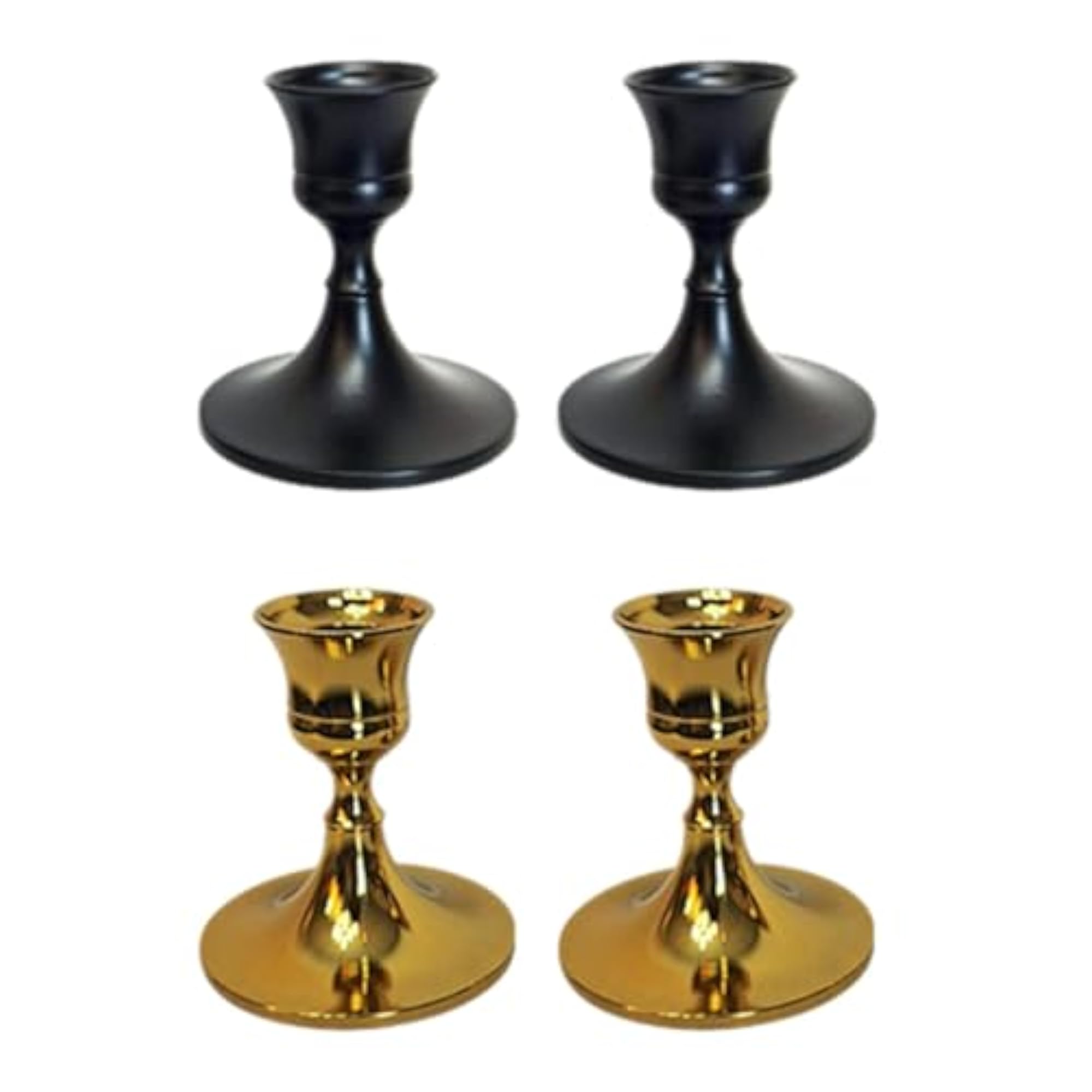 Metal Taper Candle Holder Table Ornament, Black