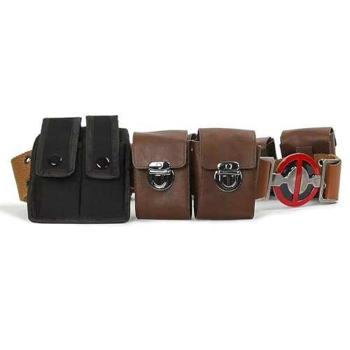 Adult Men Wade Costume Belt with Pouches Bag Brown Leather Adjustable Waist Belts Halloween Cosplay Props (Medium)2