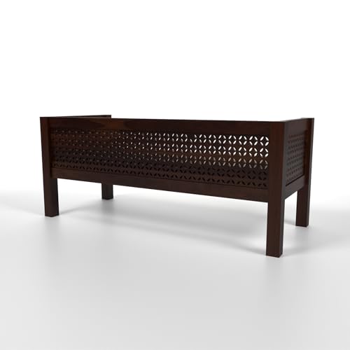 Image of Sheesham Wooden 3 Seater Sofa for Living Room | Rosewood Cushion Sofa | Solid Wood Sofa Set for Lounge