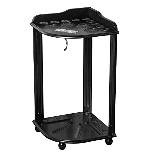 HROMIGRY Pool Stick Holder Floor Stand, Corner Pool Cue Rack with Score Counter 9 Billiard Cue Racks Solid Wood, Cue Racks Only, Black - Thumbnail 3