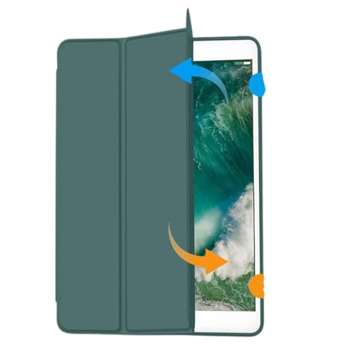 Image of M Cart Smart Case iPad 7 (2019) / iPad 8 (2020) / iPad 9 (2021) 10.2 inch Flip Cover | Leather Finish Flip Cover Shockproof Back Case for iPad 7 / iPad 8 / iPad 9 (10.2 in) (Trifold Green)
