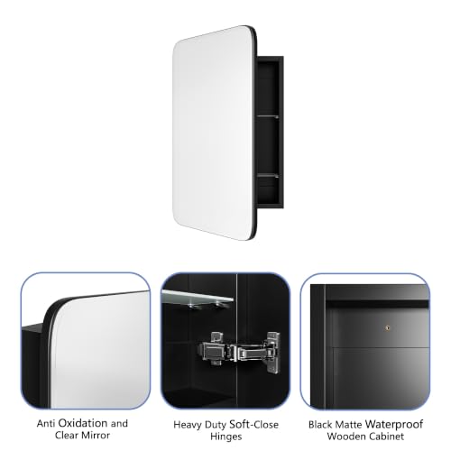 Image of AGDULL Medicine Cabinet with Frameless Mirror, 14 inchx18 inch Wood Cabinet Box