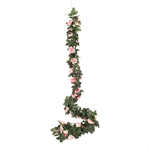 Paquete de 2 guirnaldas de rosas artificiales de 7 pies, guirnaldas de flores falsas de vid de rosas para bodas, fiestas, jardines (champán) Cover