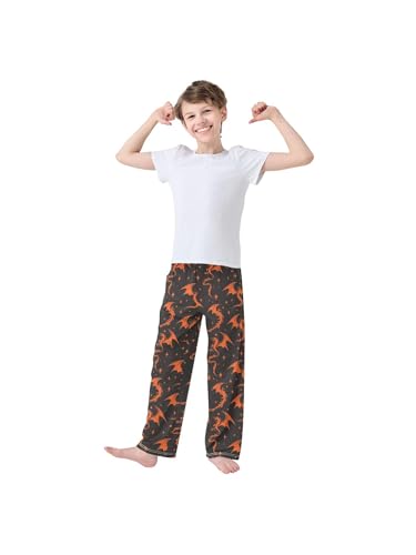 Silhouette Flying Fire Dragon Star Boys Pants for Kids Jogger Pants with Pockets S3