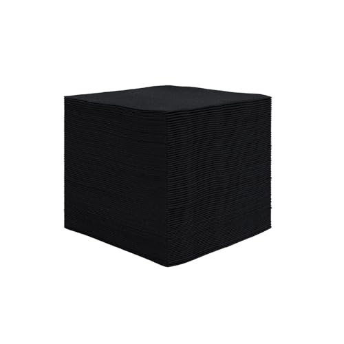 UKEENOR Black Cocktail Napkins Disposable Beverage Bar Napkins Linen-Like Bulk Square Napkins for Party or Wedding 4inchx 4inch Folded 100 Count