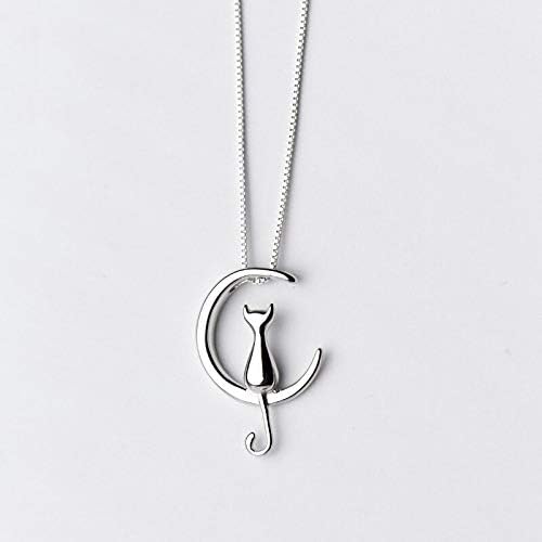 Colliers de Luxe en Argent 925 Authentique Pendentif Lune Chat - 4
